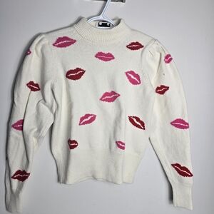 PRE LOVED - Kate spade new york Mock-Neck Lip Print Sweater size small